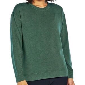 Orvis Cozy Crewneck Long Sleeve Pullover  Size L  Green Heather Fleece Top